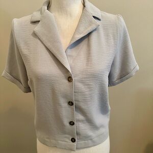 Women's Light Blue Button-Up Top